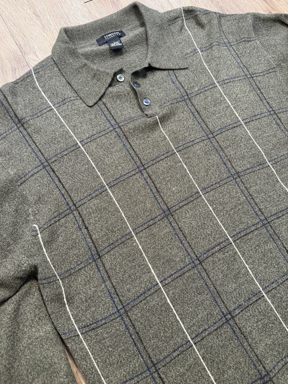 Mens Olive Green Size L Cambridge Classic Soprano Style Sweater Polo